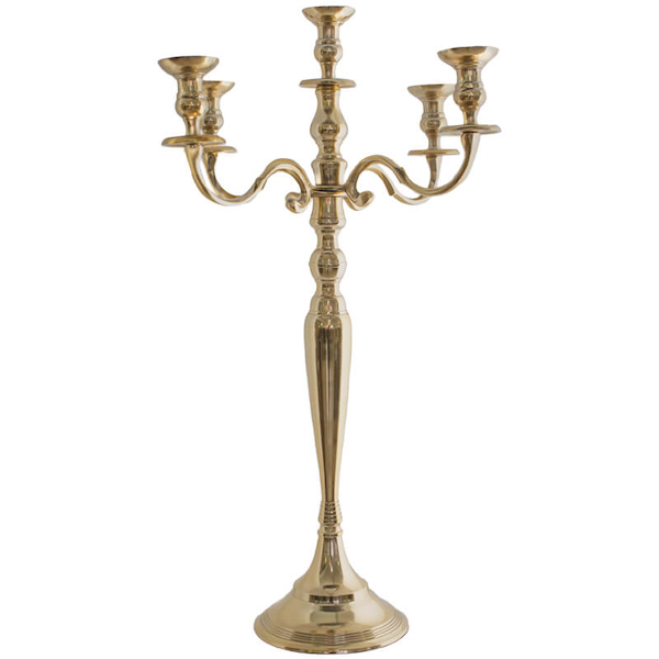 Gold Five Arm Candelabra - 70cm